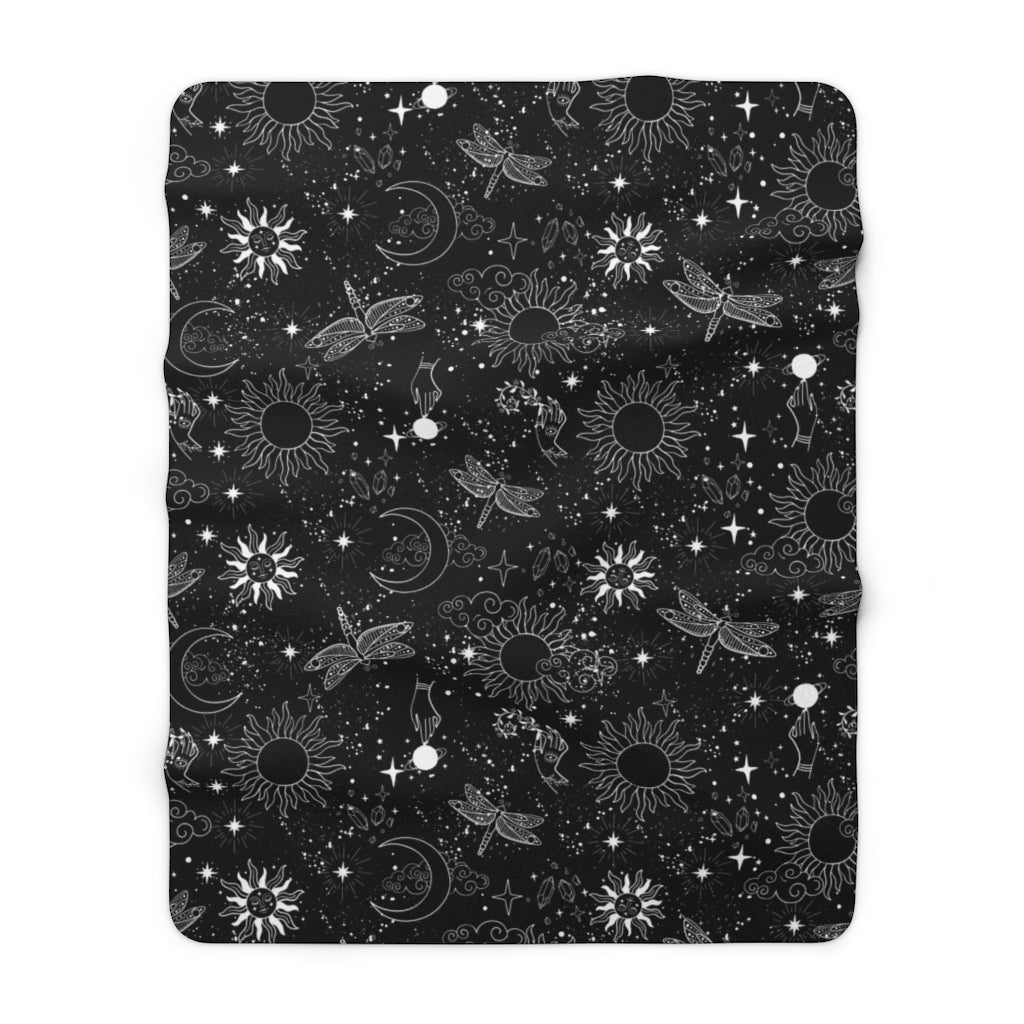 Celestial 'Moon and Moth' Soft Fluffy Blanket