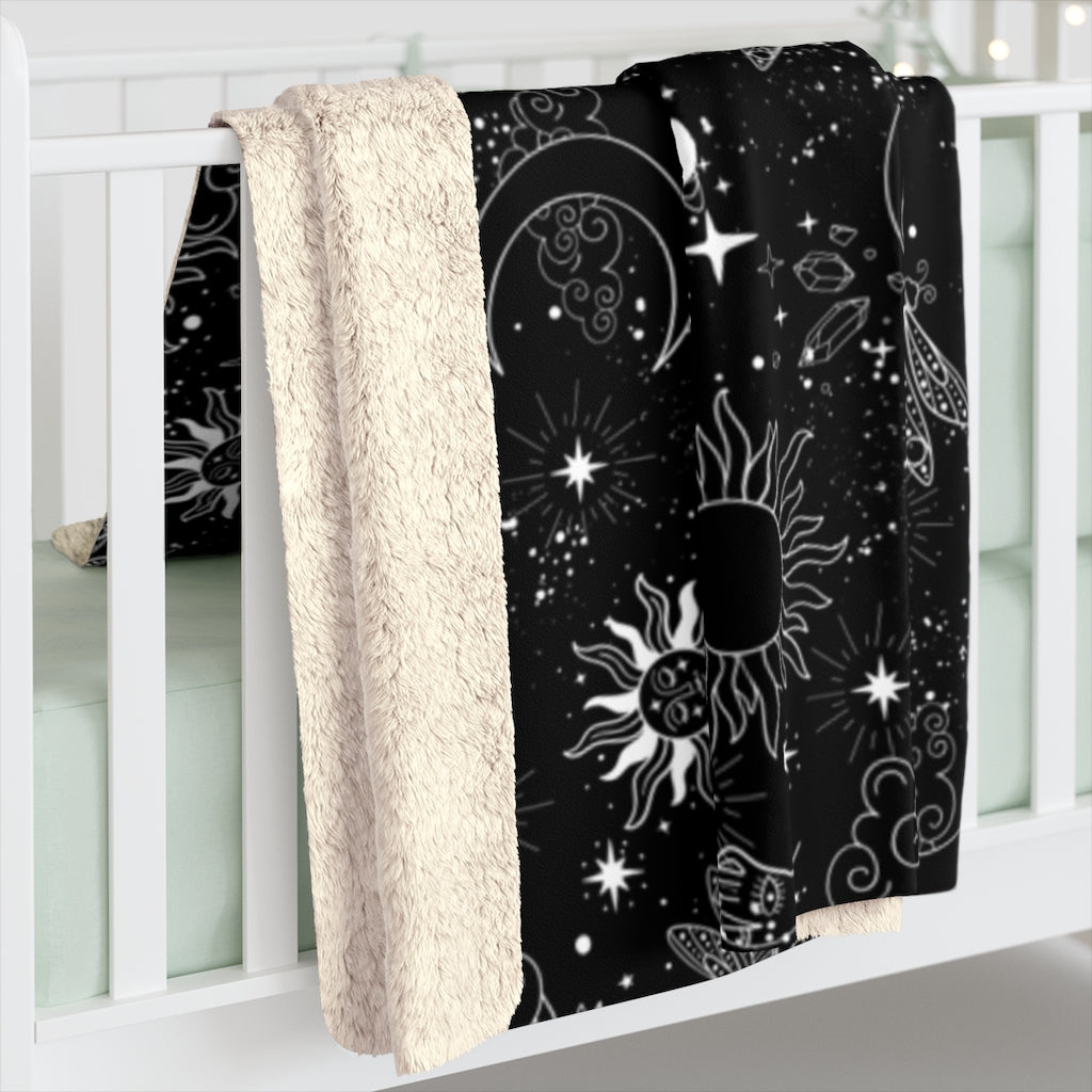 Celestial 'Moon and Moth' Soft Fluffy Blanket