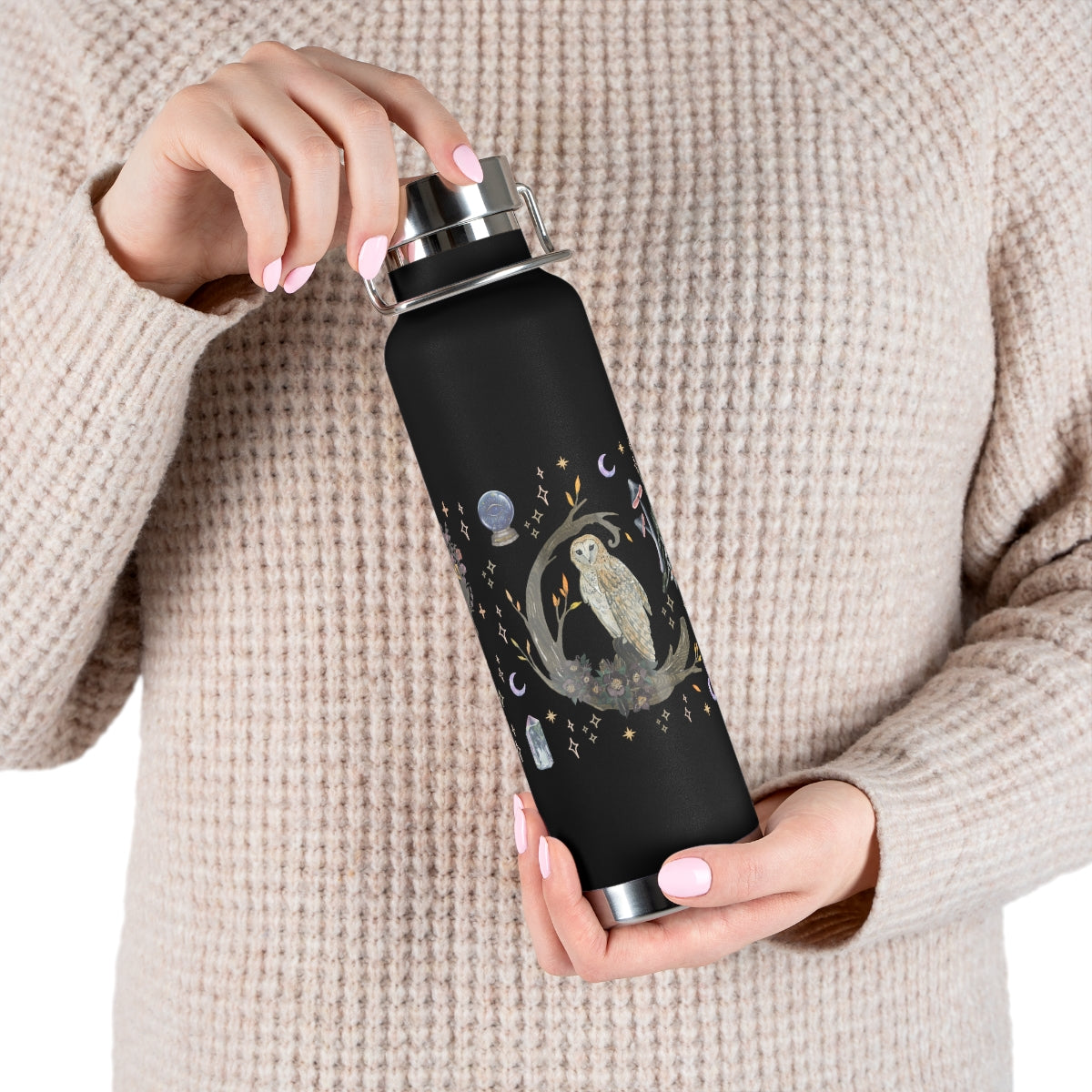 mystical owl travel mug