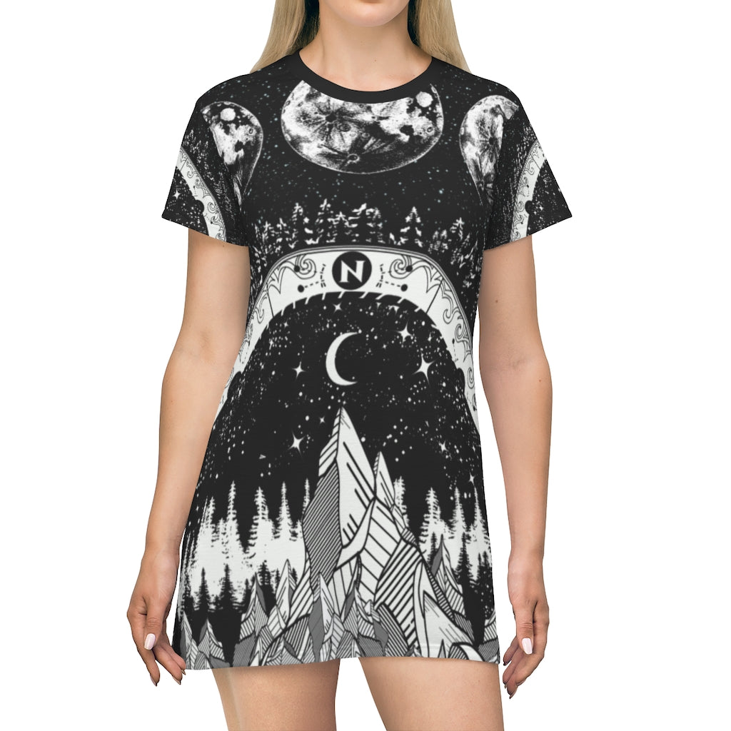 motel rocks t shirt dress Dore T-Shirt Dress in Black with Ivory Stripe
