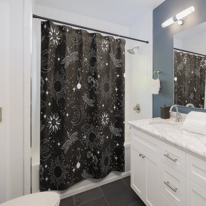 celestial moth shower curtain