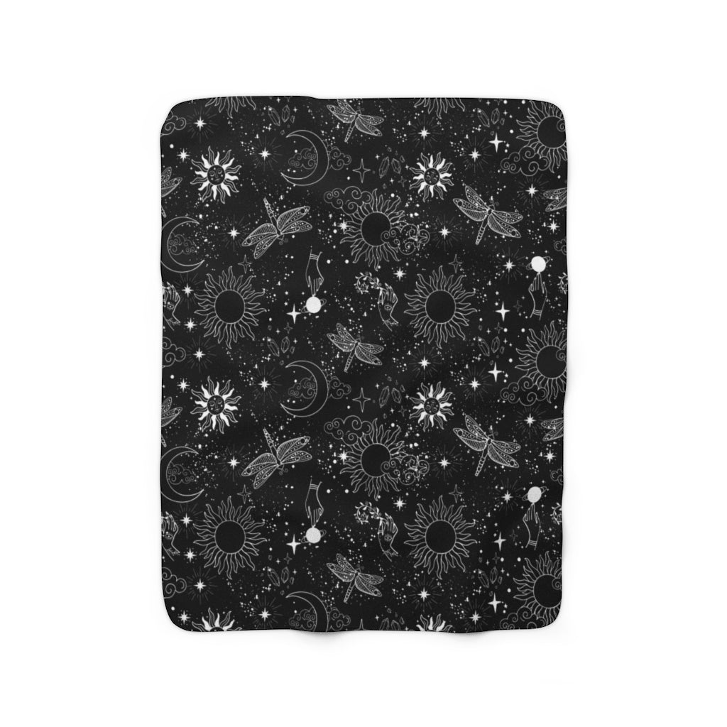 Celestial 'Moon and Moth' Soft Fluffy Blanket