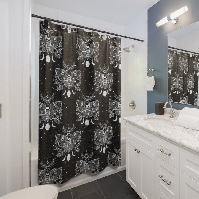 celestial moth shower curtain