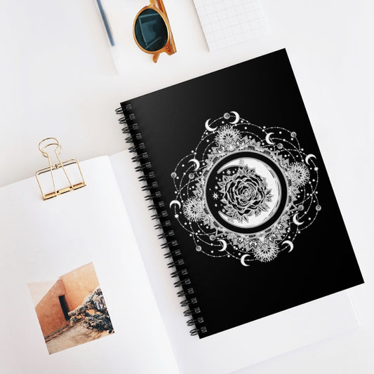 Moon Mandala Spiral Notebook - Mystical Sun and Moon Journal