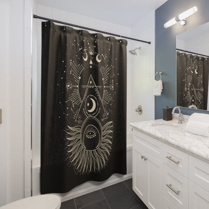 Moon Sacred Geometry Shower Curtain