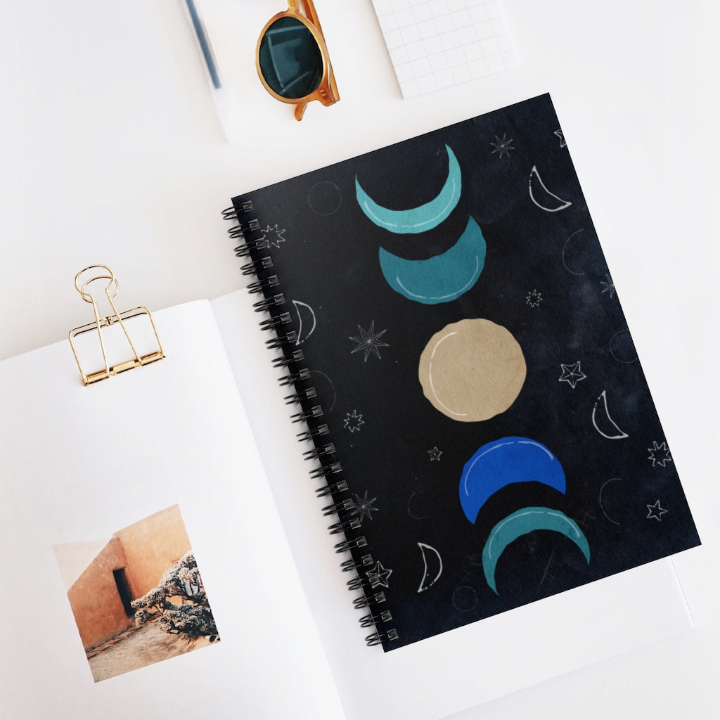 Retro Moon Notebook - Grunge Lunar Phases Diary