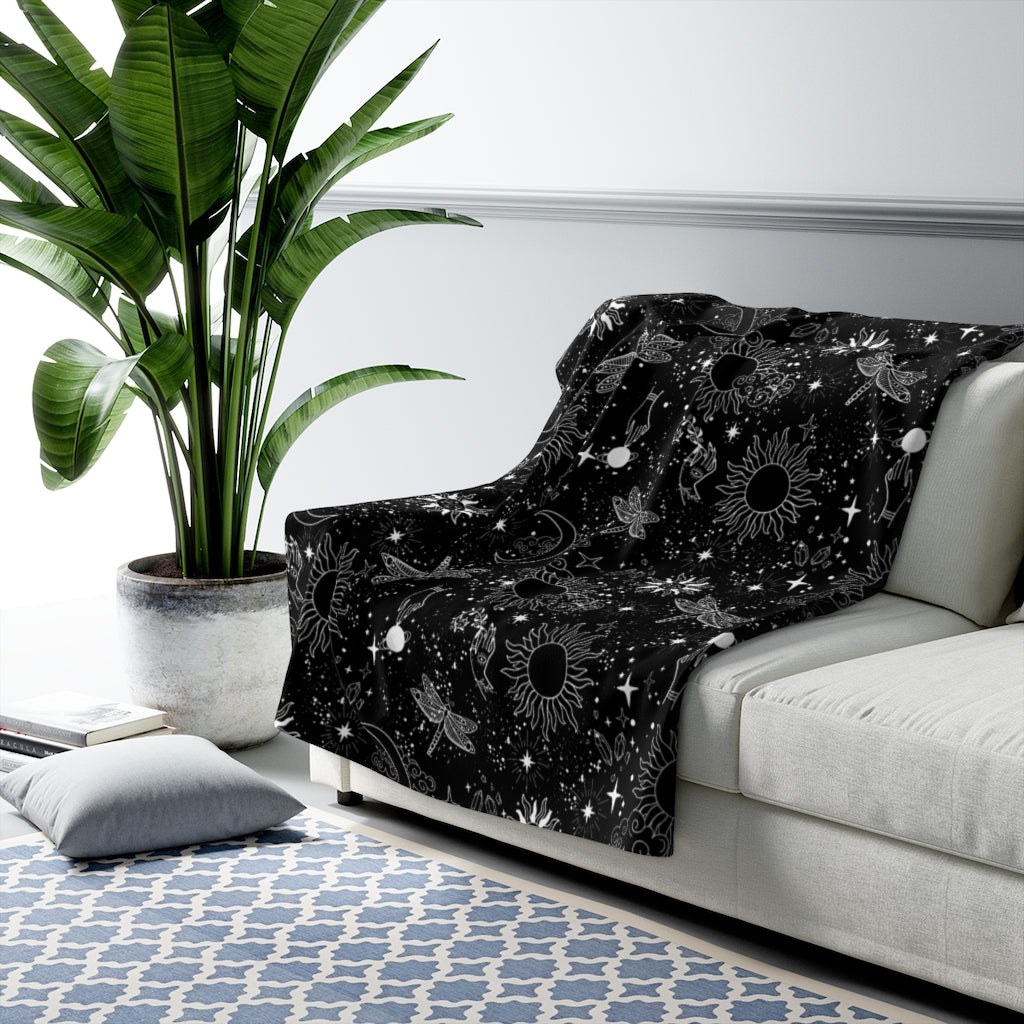 Celestial 'Moon and Moth' Soft Fluffy Blanket