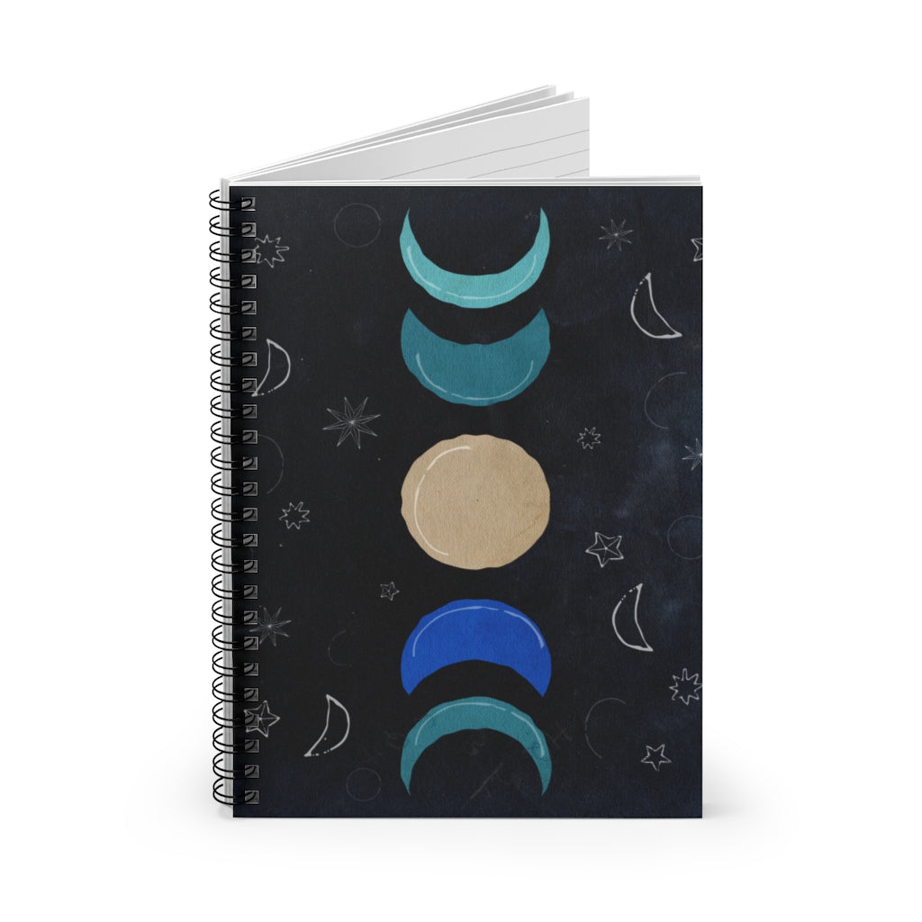 Retro Moon Notebook - Grunge Lunar Phases Diary