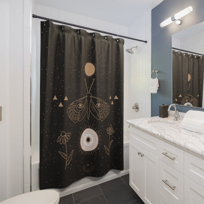 black moth shower curtain
