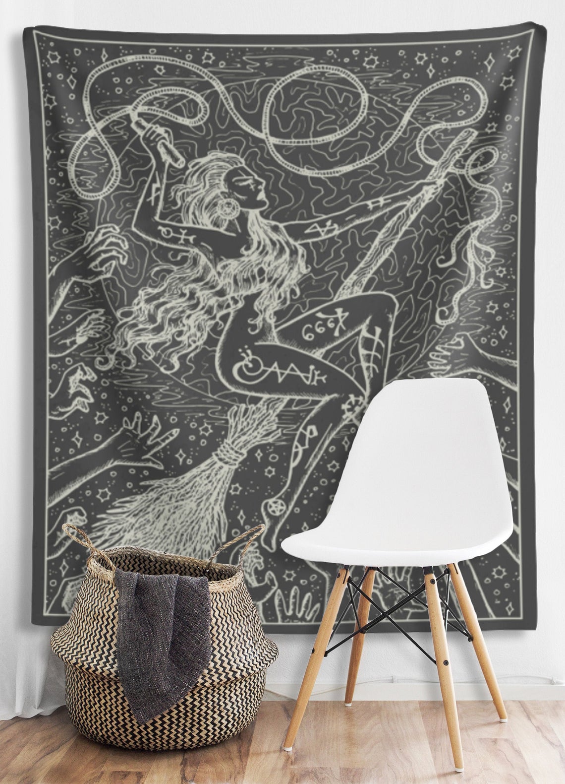 The Witch Riding Broom Tapestry