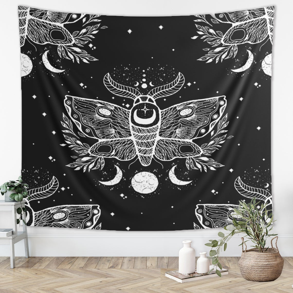 The Moth Tapestry - Gothic Butterfly Wall Hanging