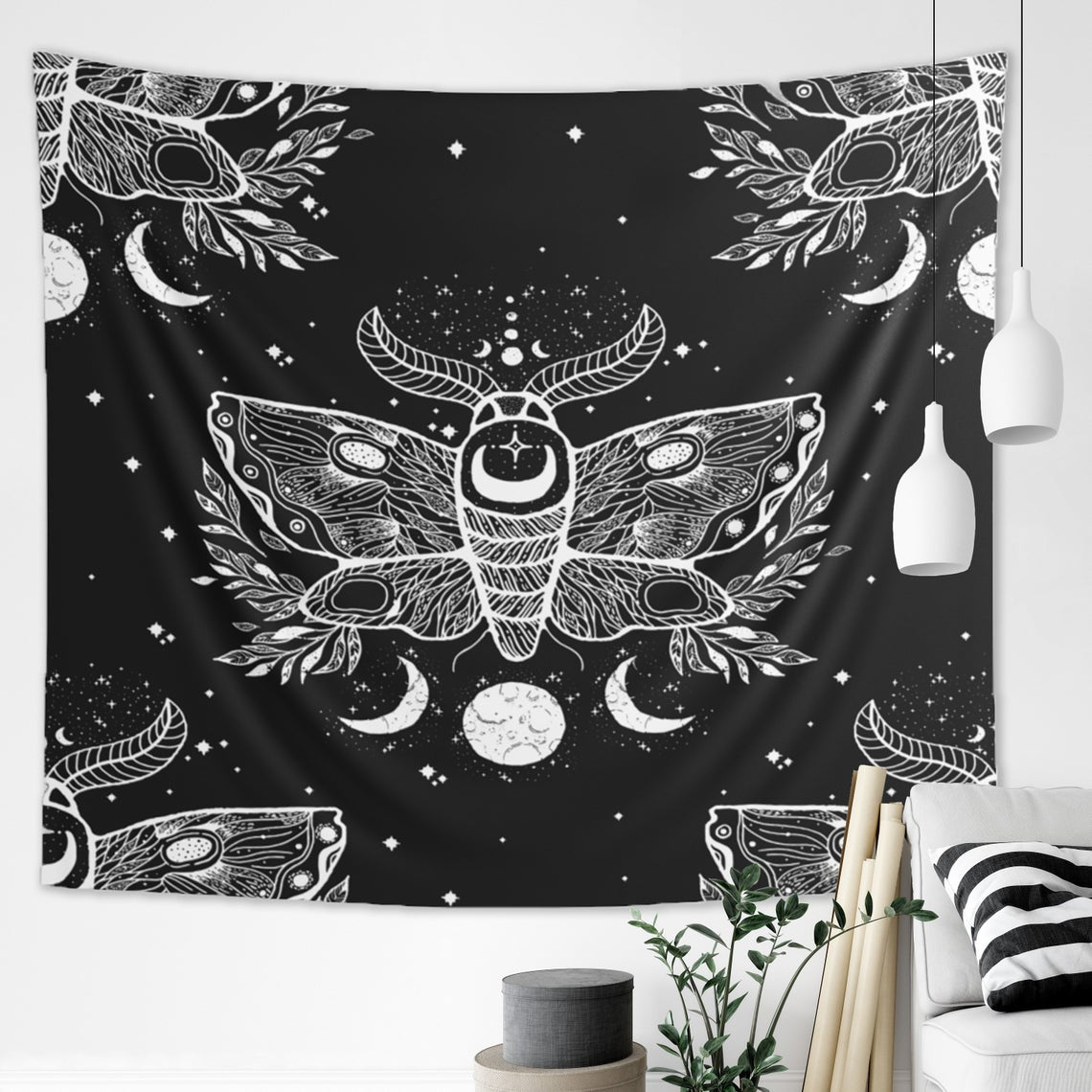 The Moth Tapestry - Gothic Butterfly Wall Hanging