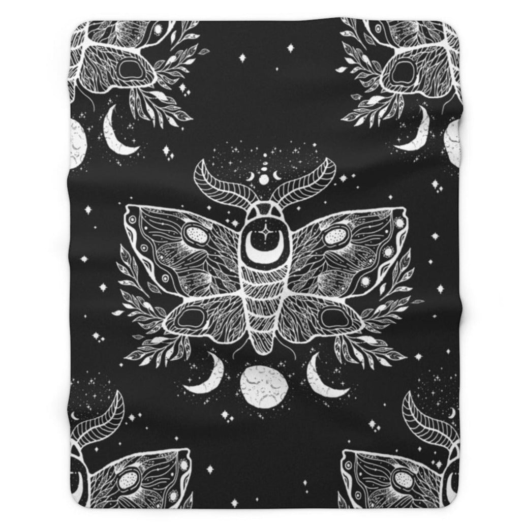 black and white celestial moth blanket