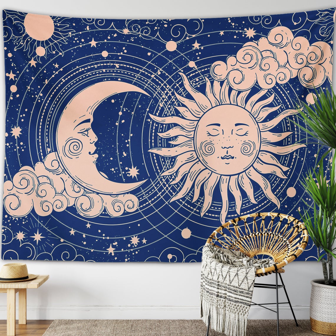 Celestial Sun & Moon Tapestry