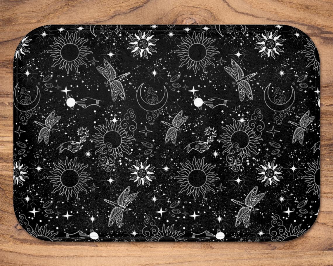 Celestial 'Sun and Moth' Bath Mat