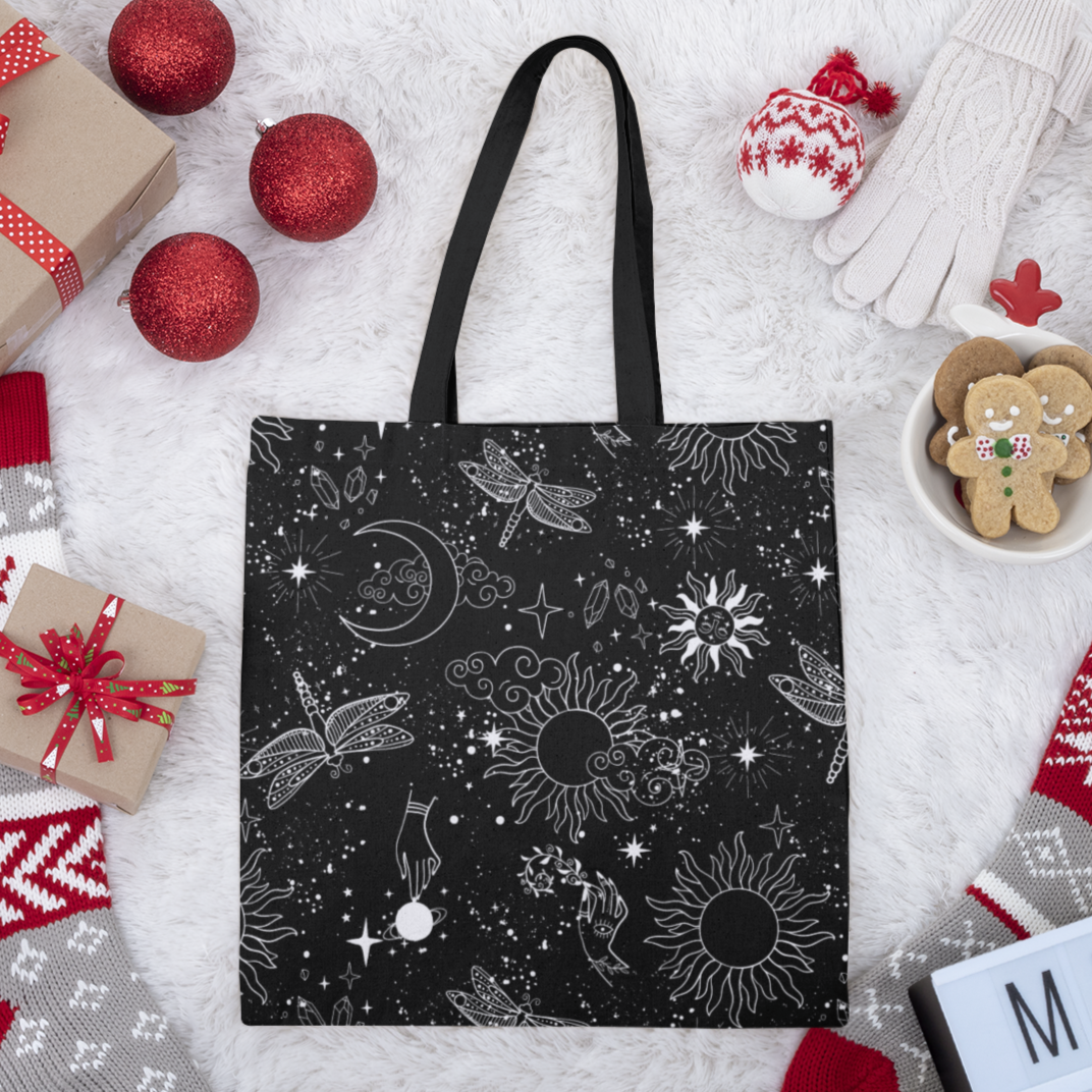 black celestial tote bag