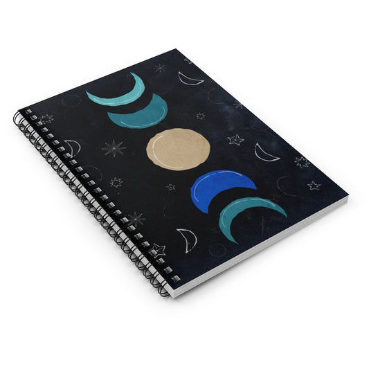 Retro Moon Notebook - Grunge Lunar Phases Diary