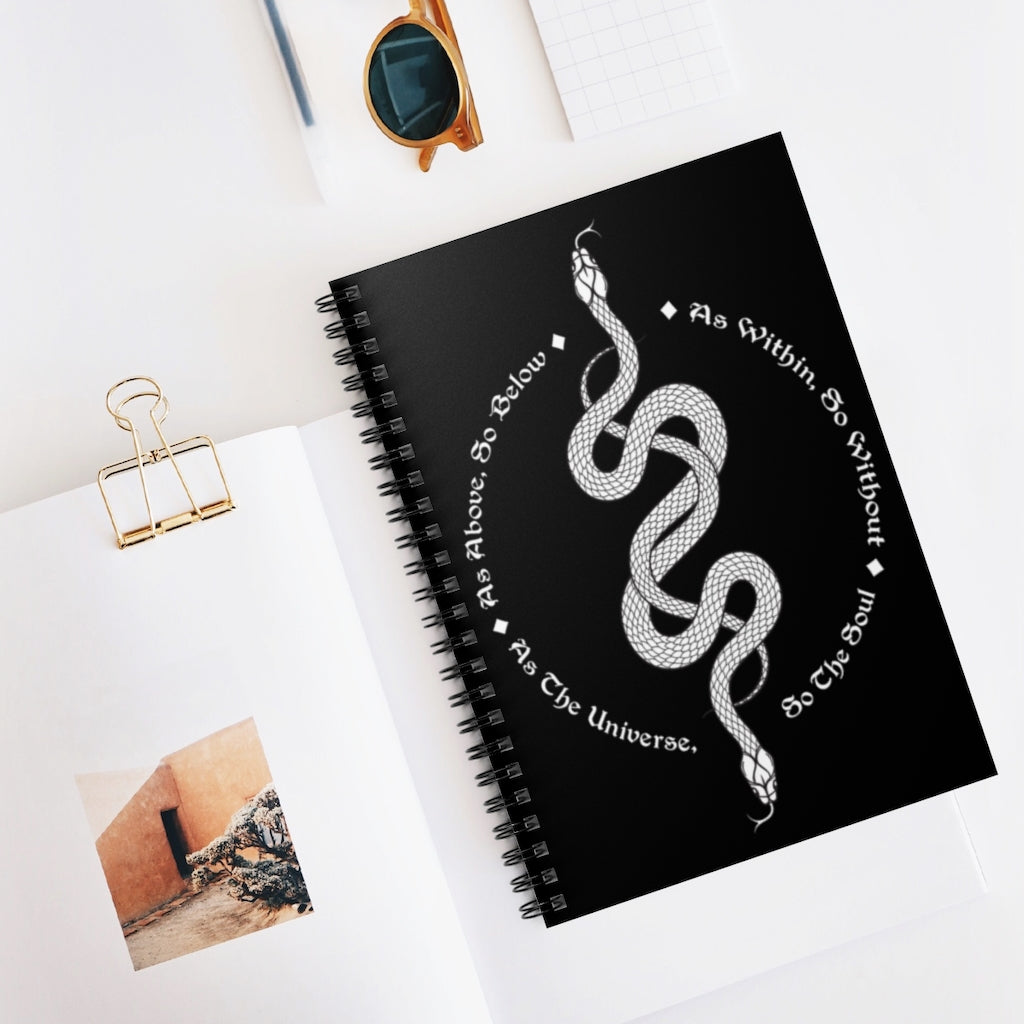 serpent-print notebook