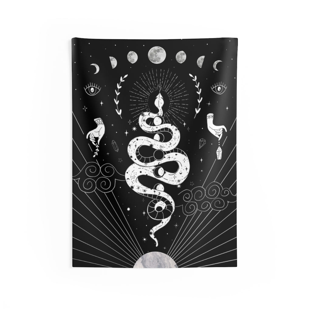Snake and Moon Phases Witch Boho Bag
