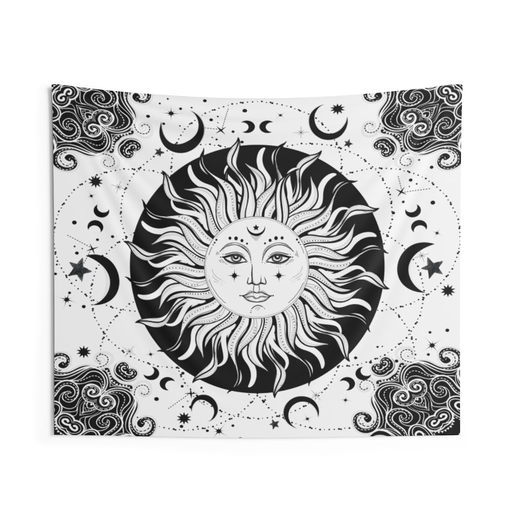 Sun tapestry black online and white