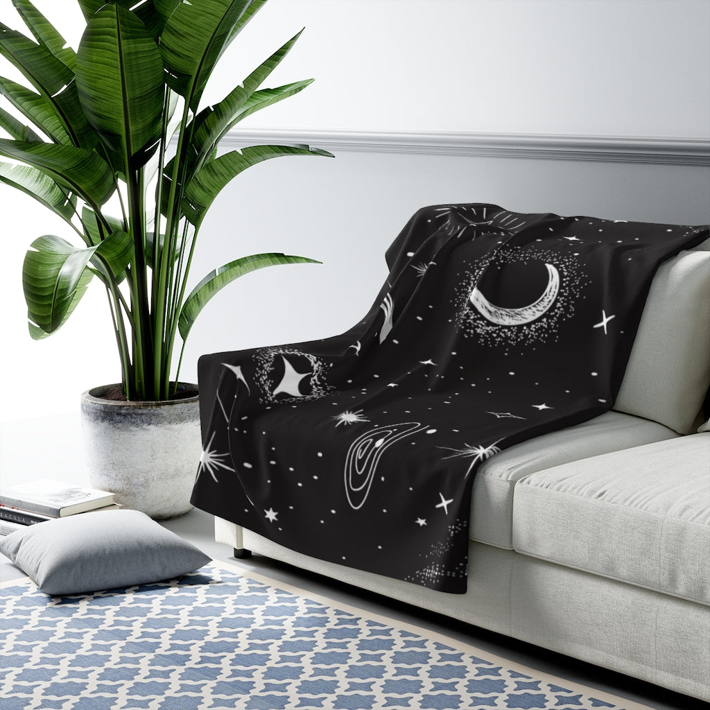 Starry Night Fluffy Blanket - Galaxy Throw