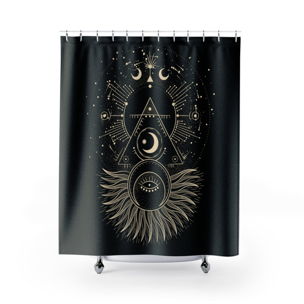 Moon Sacred Geometry Shower Curtain