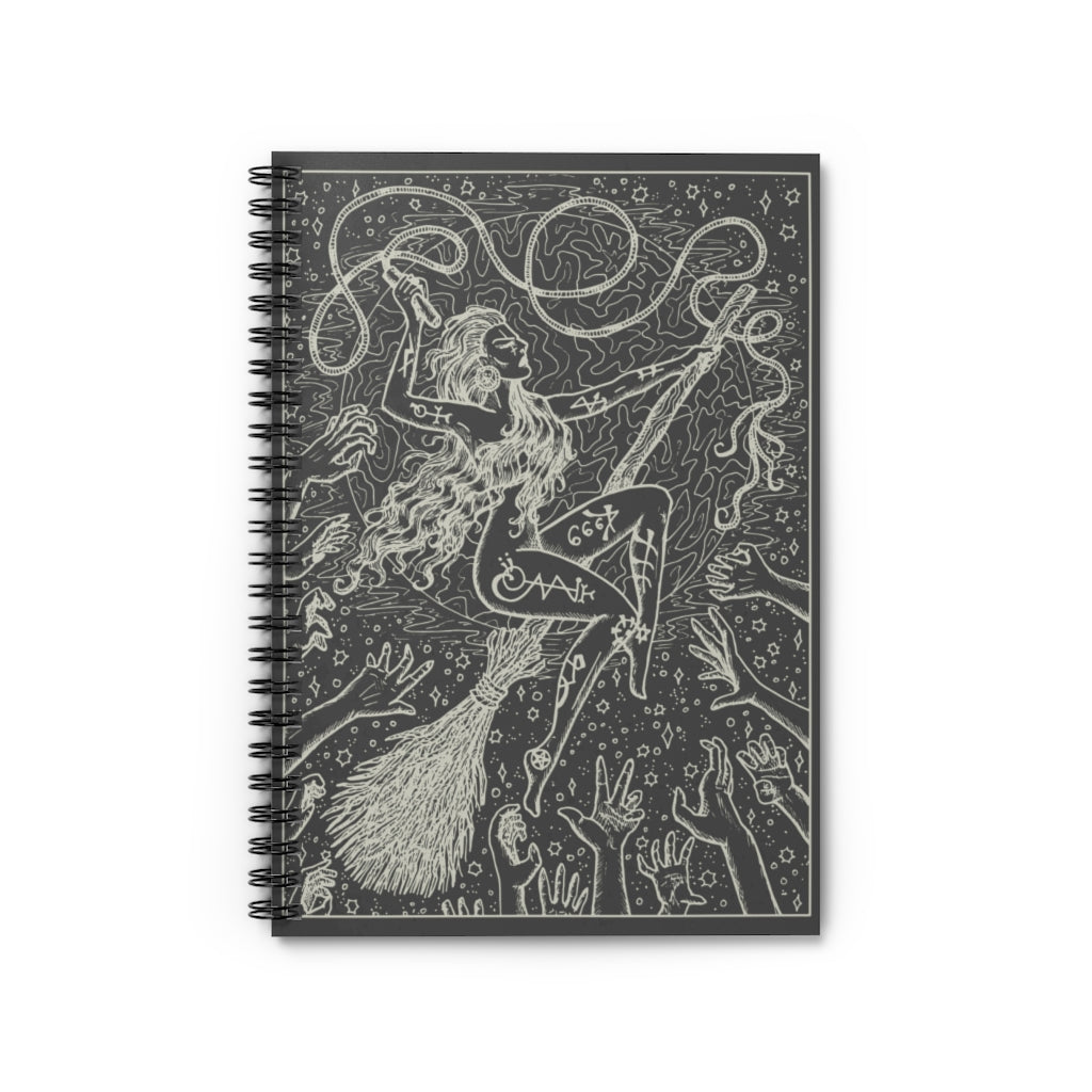 Witch Riding Broom Notebook - Tarot Journal