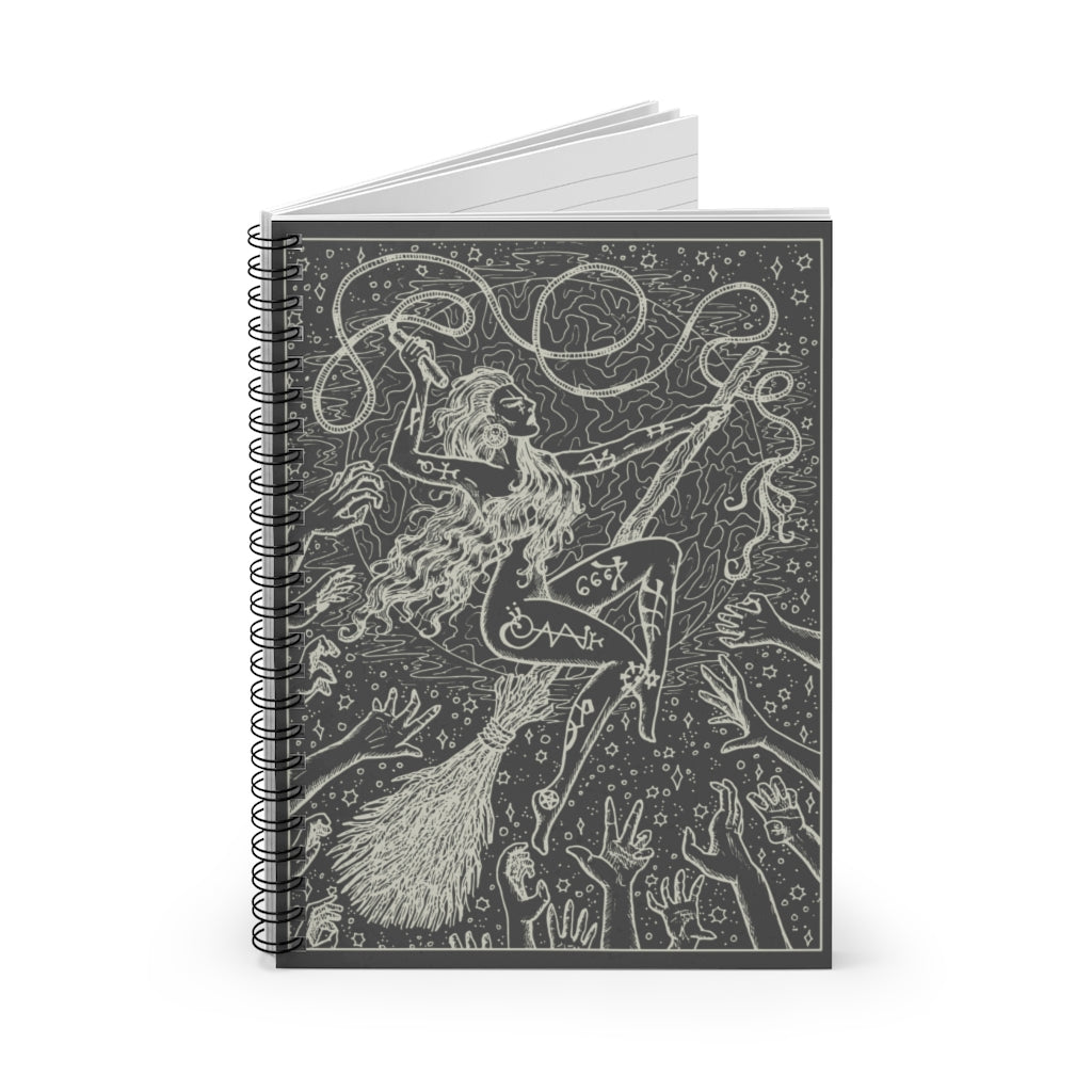 Witch Riding Broom Notebook - Tarot Journal