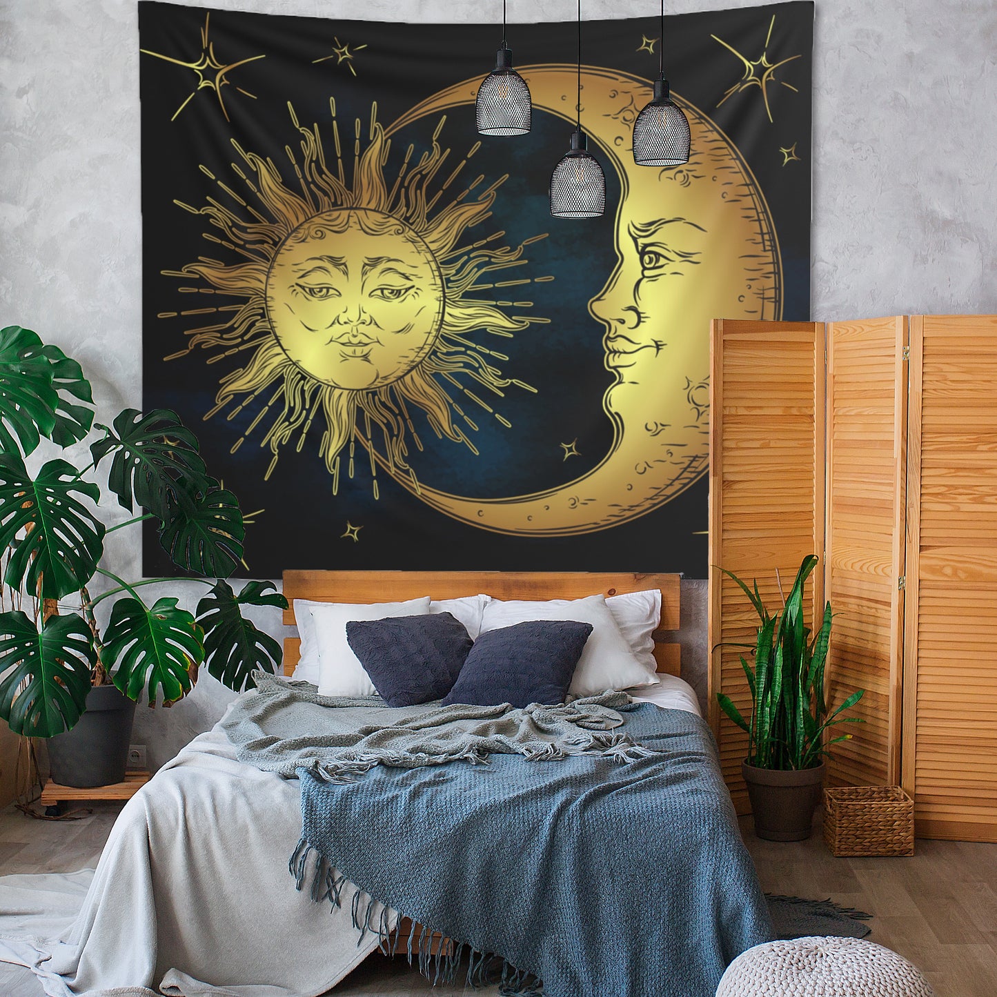 Antique Sun and Moon Tapestry