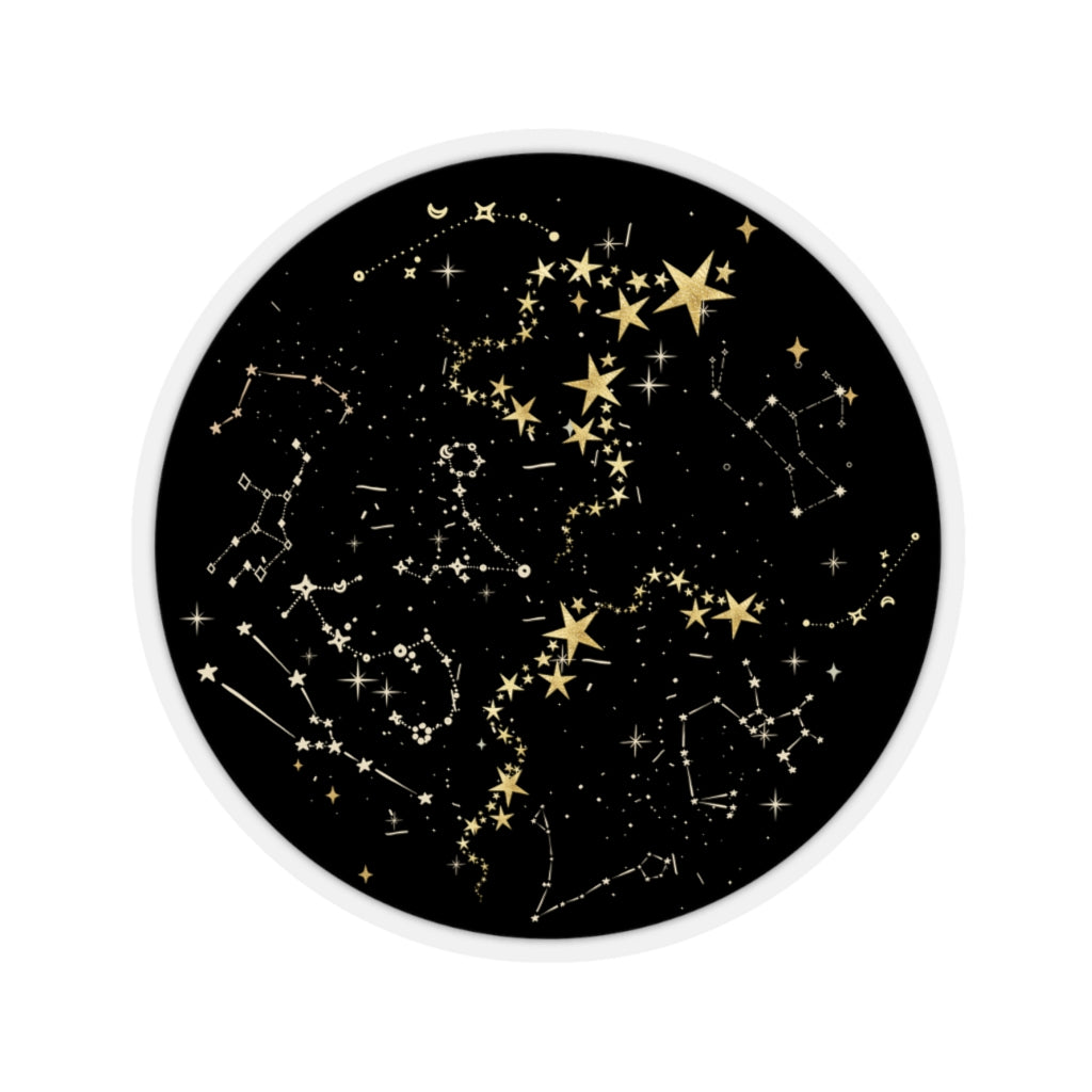black gold full moon circle sticker constellations astrology