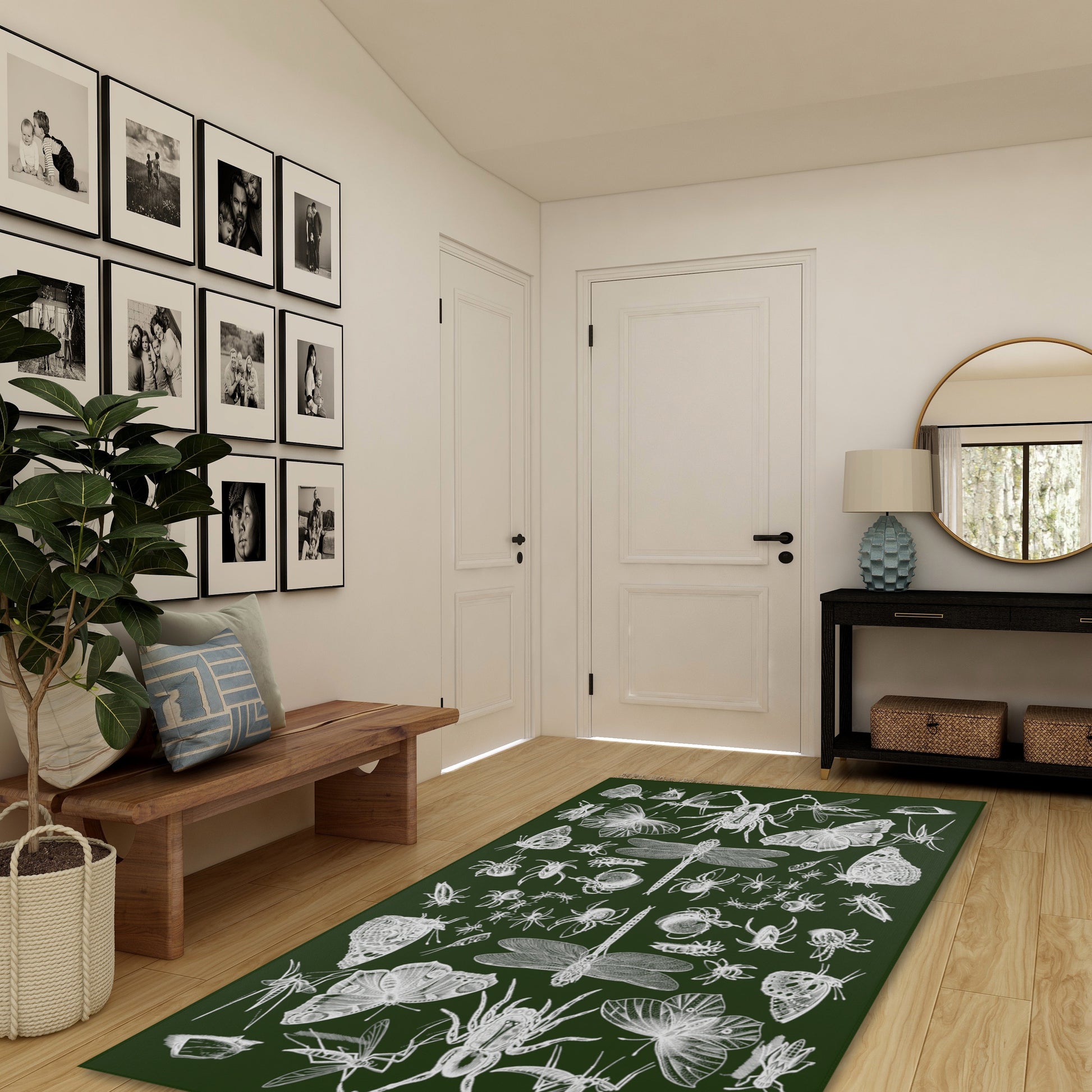 green insects rug carpet