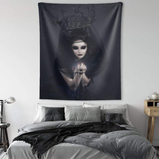 The Witch Sorceress Tapestry - Gothic Fairy Wall Hanging