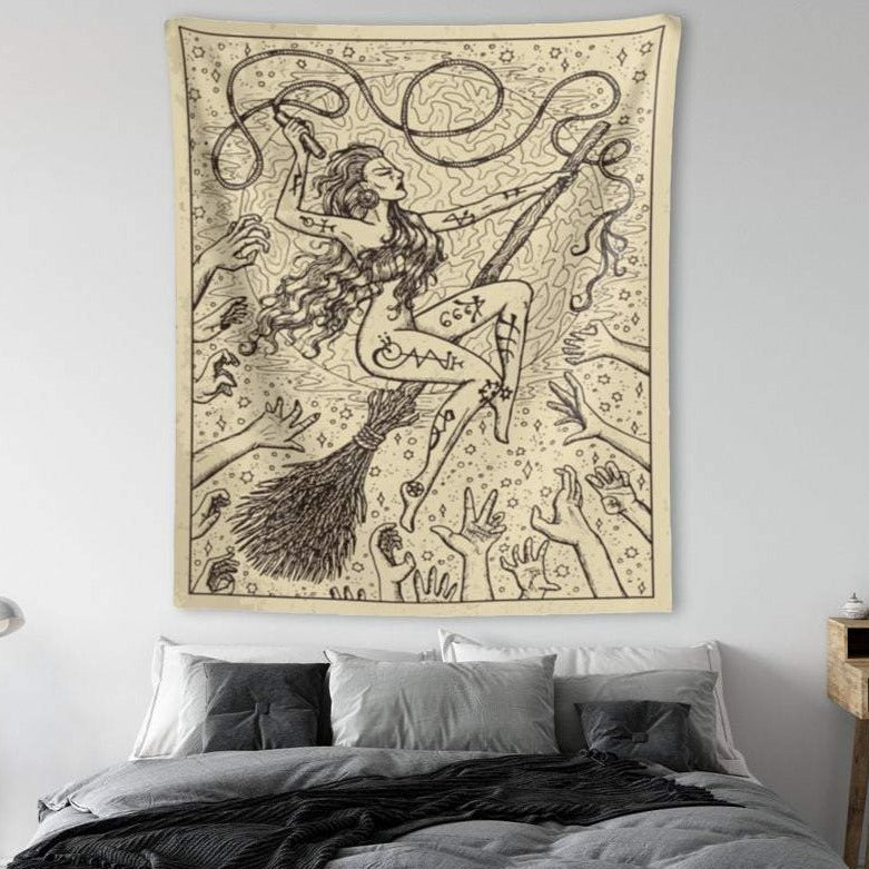 The Witch On Broom Tapestry