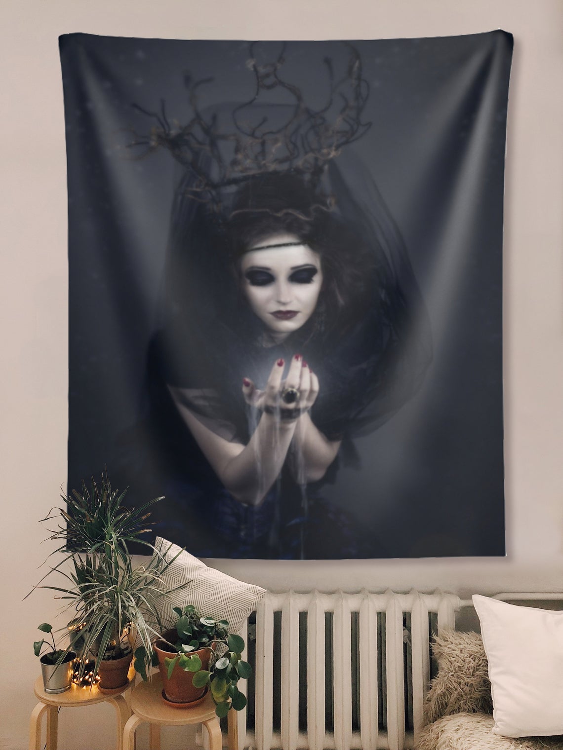 The Witch Sorceress Tapestry - Gothic Fairy Wall Hanging