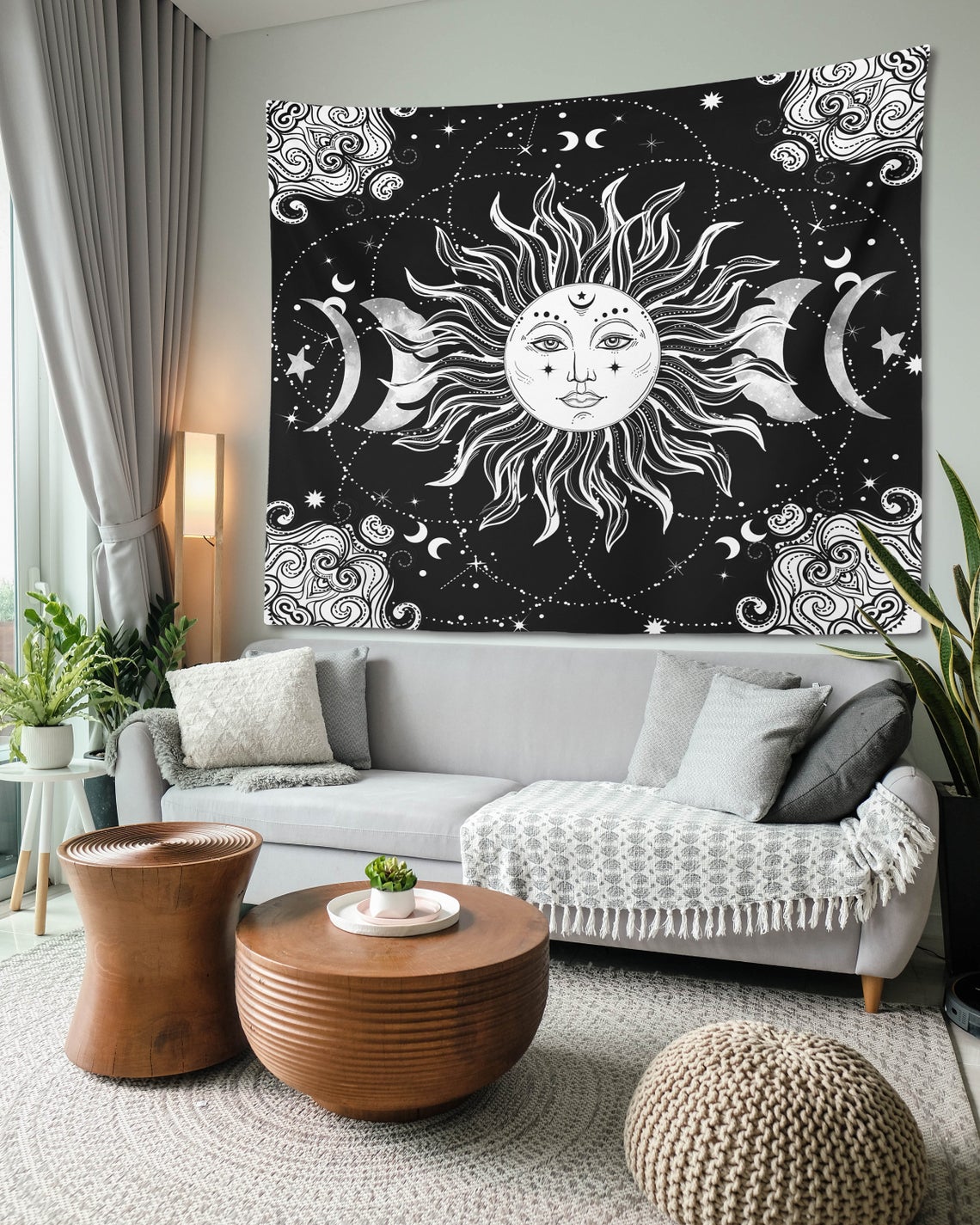 White sun best sale and moon tapestry