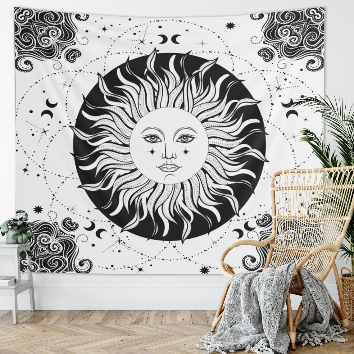 white sun tapestry