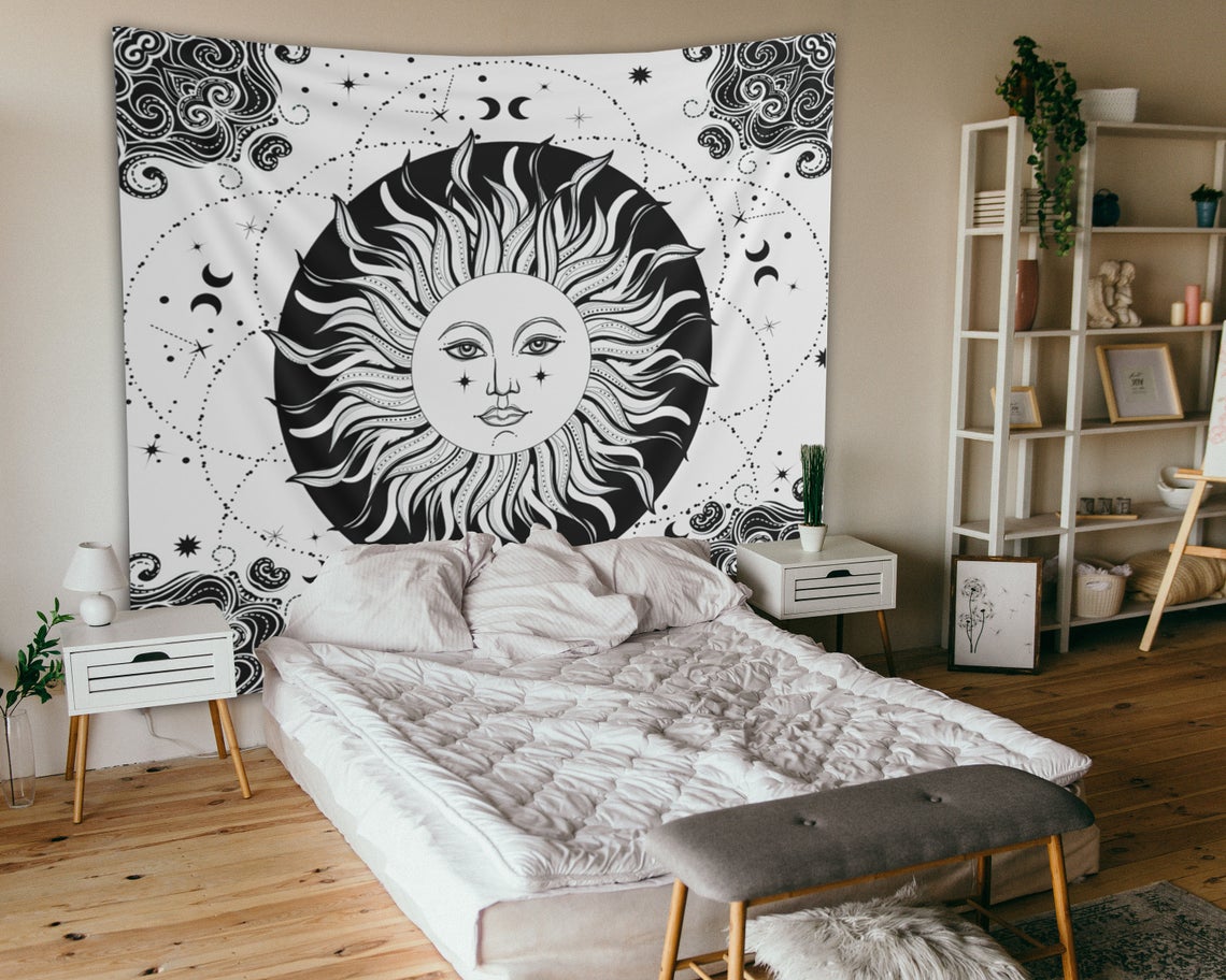 antique sun face tapestry for living room