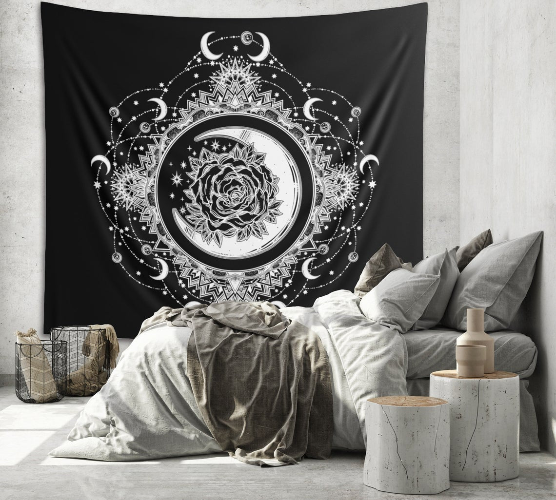 Grey and discount white mandala tapestry