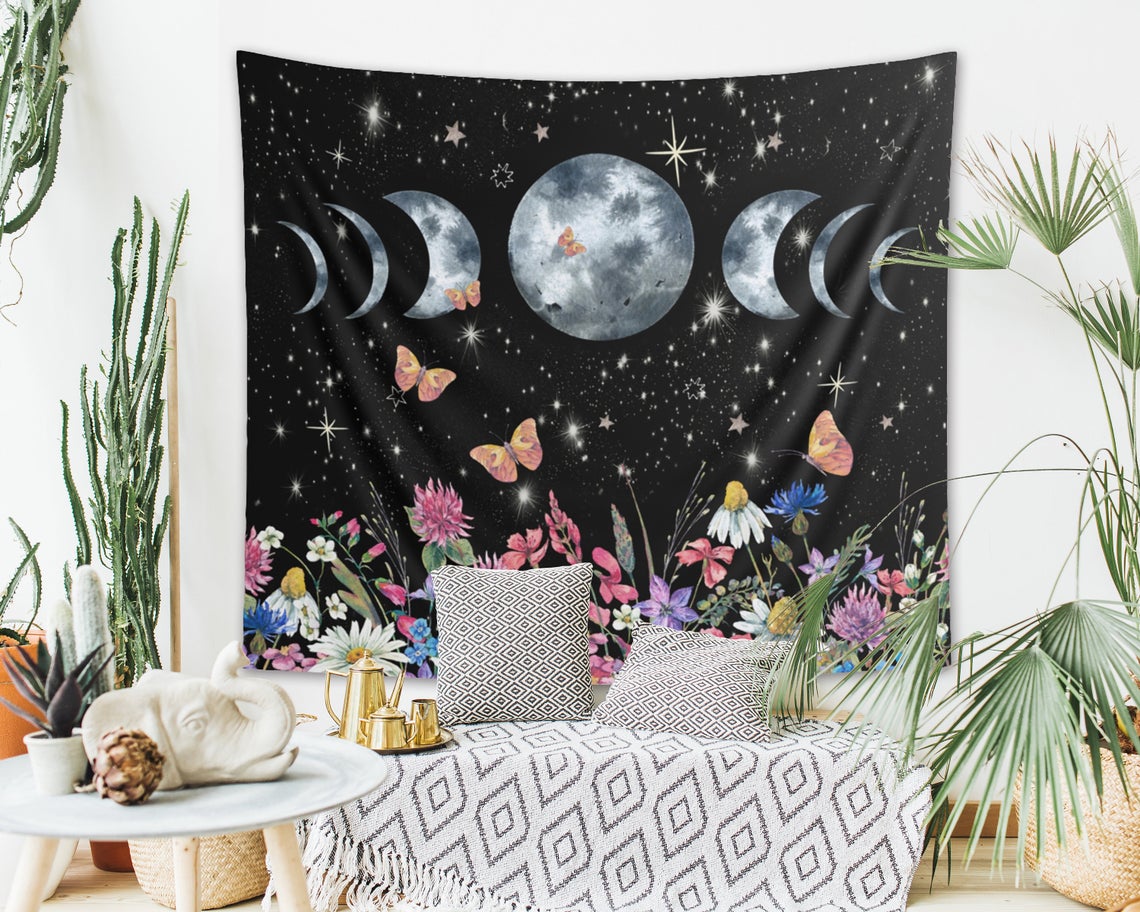 witchy moon tapestry