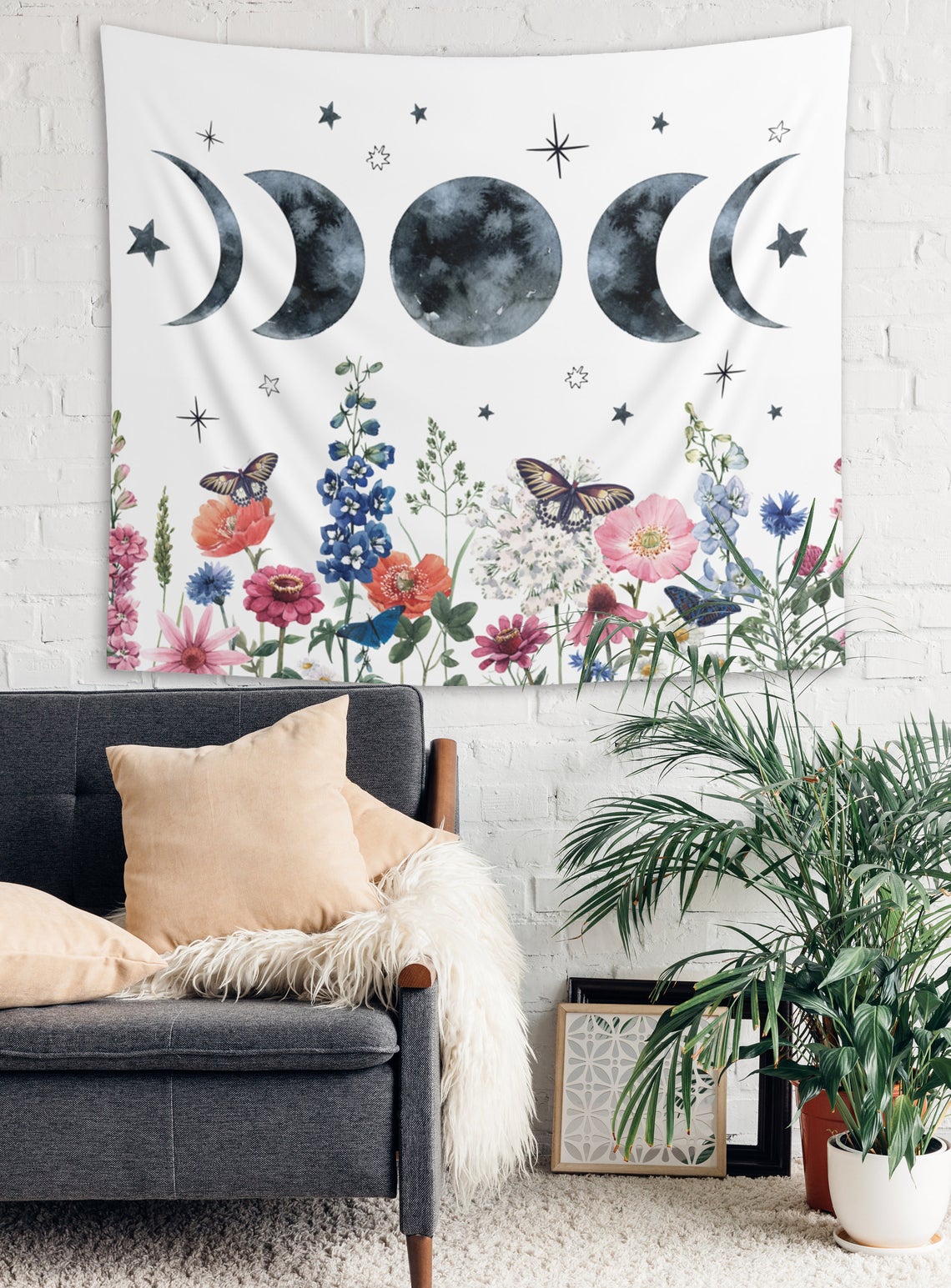 moon and butterflies decor
