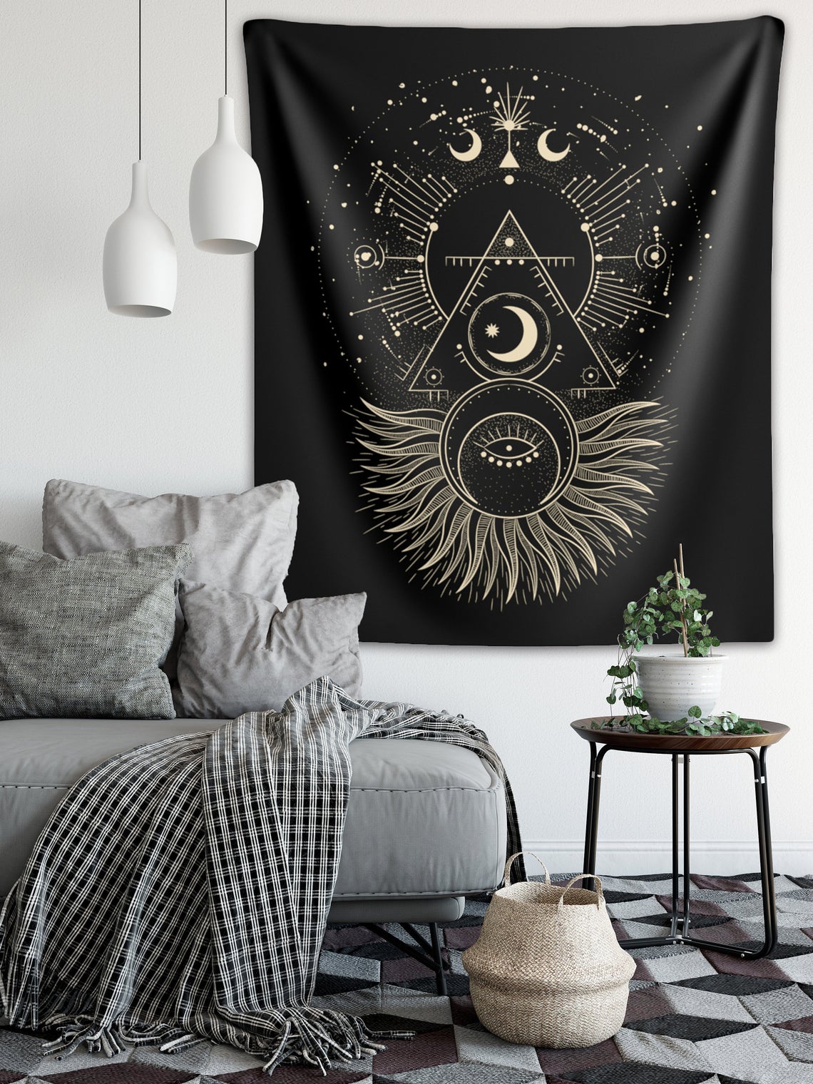 wiccan moon tapestry