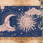 blue sun and moon area rug